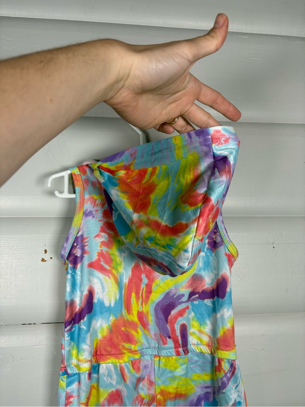3/$25 TNL Mode Girls Hooded Tie Dye Romper Hood Lace-Up Sleeveless 3T - Picture 5 of 5
